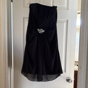 Pretty Maids Black Strapless Dress with Silver Accent